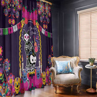 Mexico Day Of The Dead Window Curtain Cat Skeleton Dia De Los Meowtos - Wonder Print Shop