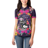 Mexico Day Of The Dead Women Polo Shirt Cat Skeleton Dia De Los Meowtos - Wonder Print Shop