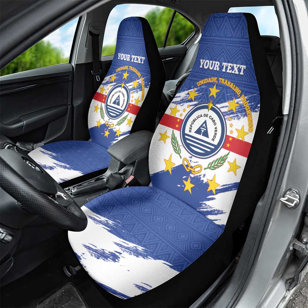Personalized Cape Verde Car Seat Cover Coat Of Arms - African Pattern - Wonder Print Shop