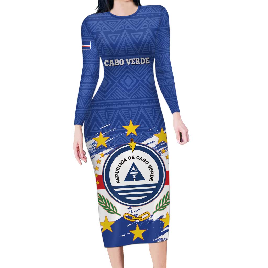 Personalized Cape Verde Family Matching Long Sleeve Bodycon Dress and Hawaiian Shirt Coat Of Arms - African Pattern - Wonder Print Shop