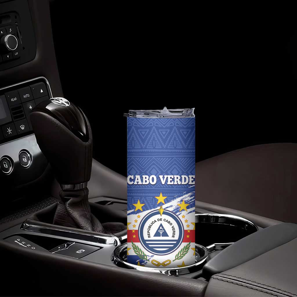 Personalized Cape Verde Skinny Tumbler Coat Of Arms - African Pattern - Wonder Print Shop