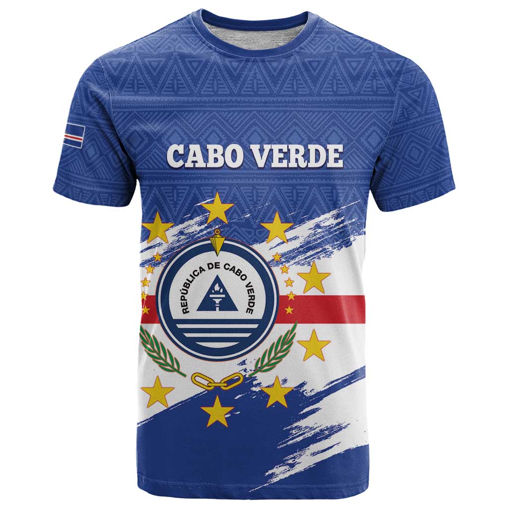 Personalized Cape Verde T Shirt Coat Of Arms - African Pattern - Wonder Print Shop