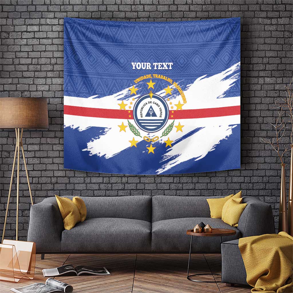 Personalized Cape Verde Tapestry Coat Of Arms - African Pattern - Wonder Print Shop