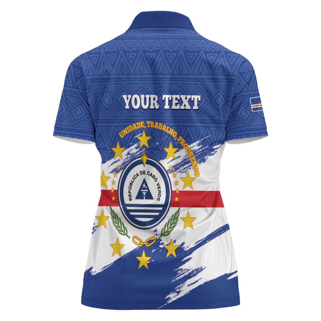 Personalized Cape Verde Women Polo Shirt Coat Of Arms - African Pattern - Wonder Print Shop