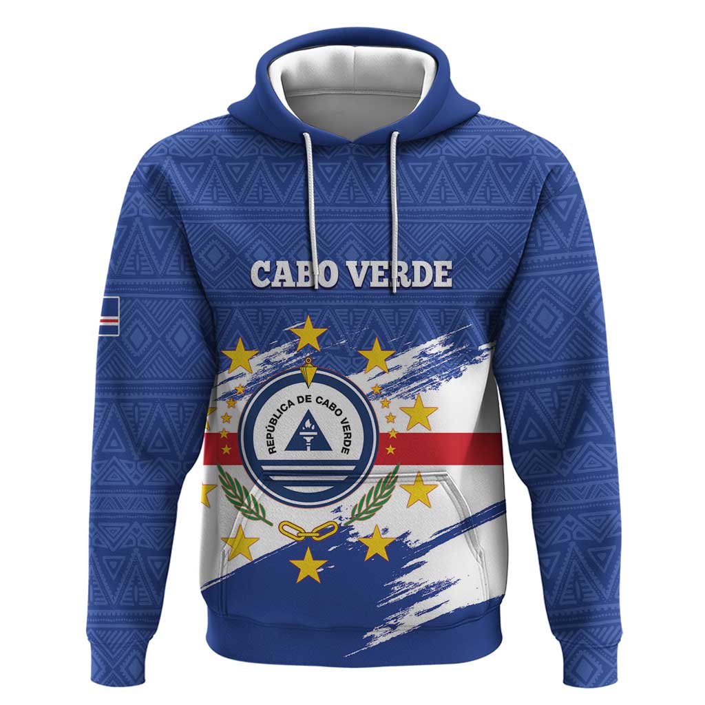 Personalized Cape Verde Zip Hoodie Coat Of Arms - African Pattern - Wonder Print Shop