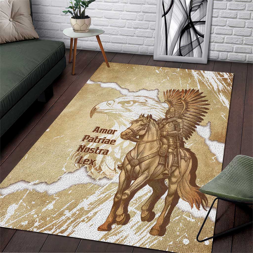 Winged Hussars Poland Area Rug Amor Patriae Nostra Lex Polska Eagle