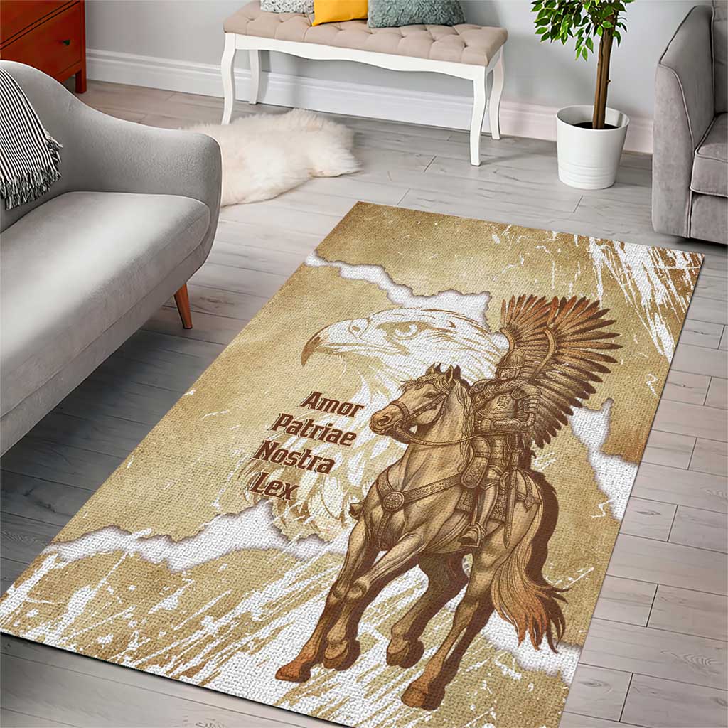 Winged Hussars Poland Area Rug Amor Patriae Nostra Lex Polska Eagle