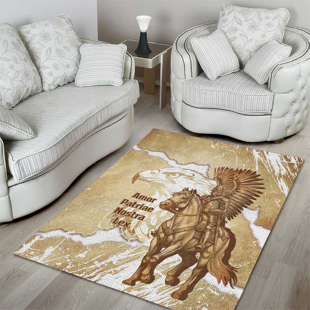 Winged Hussars Poland Area Rug Amor Patriae Nostra Lex Polska Eagle