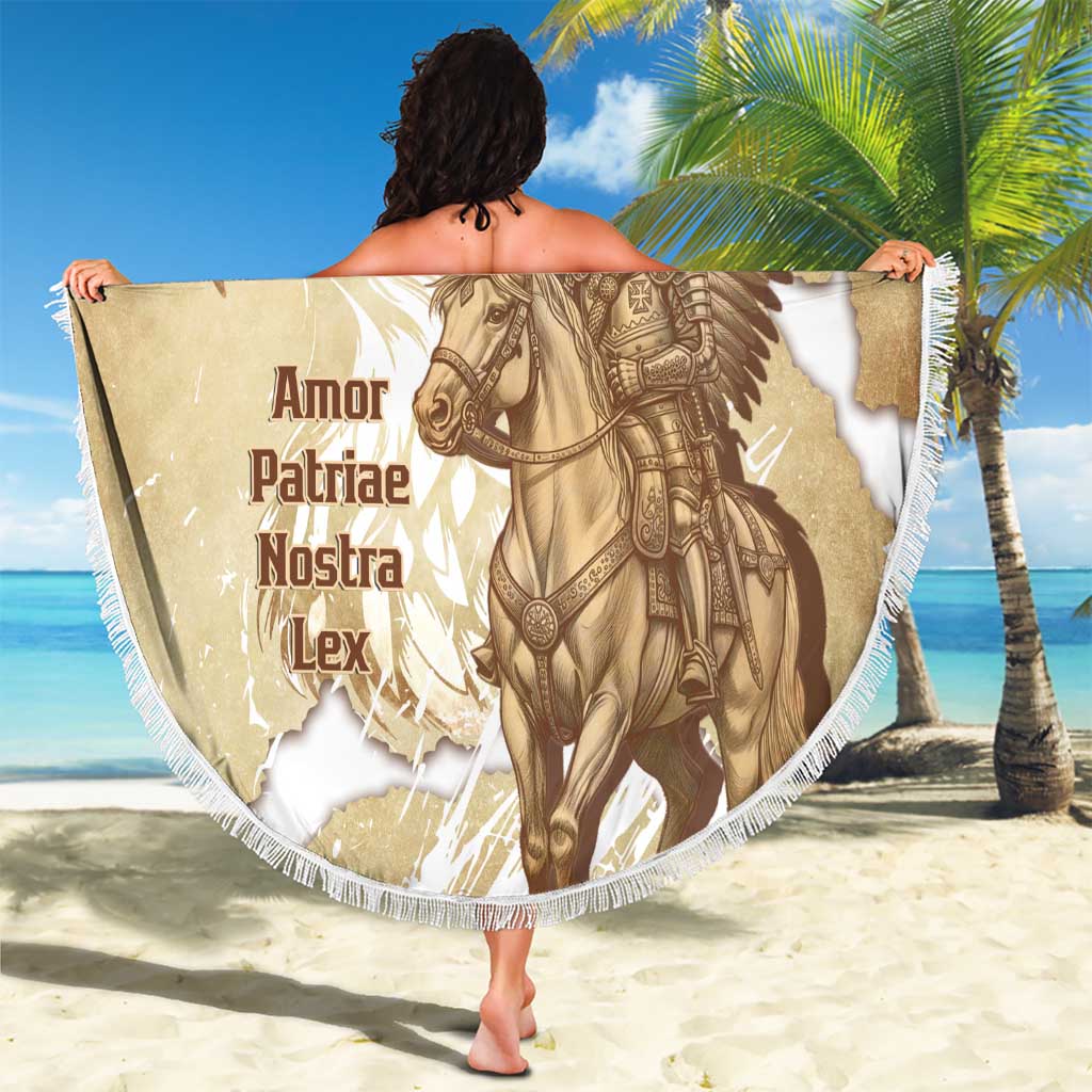 Winged Hussars Poland Beach Blanket Amor Patriae Nostra Lex Polska Eagle