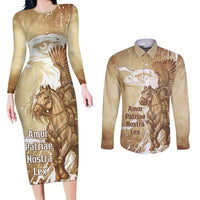 Winged Hussars Poland Couples Matching Long Sleeve Bodycon Dress and Long Sleeve Button Shirt Amor Patriae Nostra Lex Polska Eagle
