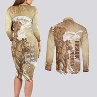 Winged Hussars Poland Couples Matching Long Sleeve Bodycon Dress and Long Sleeve Button Shirt Amor Patriae Nostra Lex Polska Eagle
