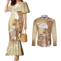 Winged Hussars Poland Couples Matching Mermaid Dress and Long Sleeve Button Shirt Amor Patriae Nostra Lex Polska Eagle