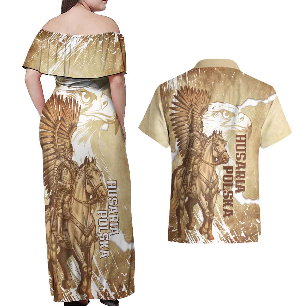 Winged Hussars Poland Couples Matching Off Shoulder Maxi Dress and Hawaiian Shirt Amor Patriae Nostra Lex Polska Eagle