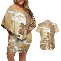 Winged Hussars Poland Couples Matching Off Shoulder Short Dress and Hawaiian Shirt Amor Patriae Nostra Lex Polska Eagle