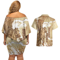 Winged Hussars Poland Couples Matching Off Shoulder Short Dress and Hawaiian Shirt Amor Patriae Nostra Lex Polska Eagle