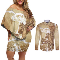Winged Hussars Poland Couples Matching Off Shoulder Short Dress and Long Sleeve Button Shirt Amor Patriae Nostra Lex Polska Eagle