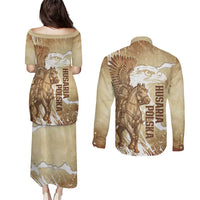 Winged Hussars Poland Couples Matching Puletasi and Long Sleeve Button Shirt Amor Patriae Nostra Lex Polska Eagle