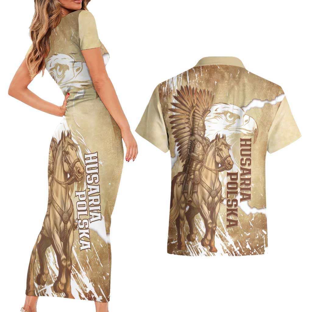 Winged Hussars Poland Couples Matching Short Sleeve Bodycon Dress and Hawaiian Shirt Amor Patriae Nostra Lex Polska Eagle