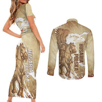 Winged Hussars Poland Couples Matching Short Sleeve Bodycon Dress and Long Sleeve Button Shirt Amor Patriae Nostra Lex Polska Eagle