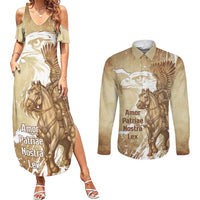 Winged Hussars Poland Couples Matching Summer Maxi Dress and Long Sleeve Button Shirt Amor Patriae Nostra Lex Polska Eagle