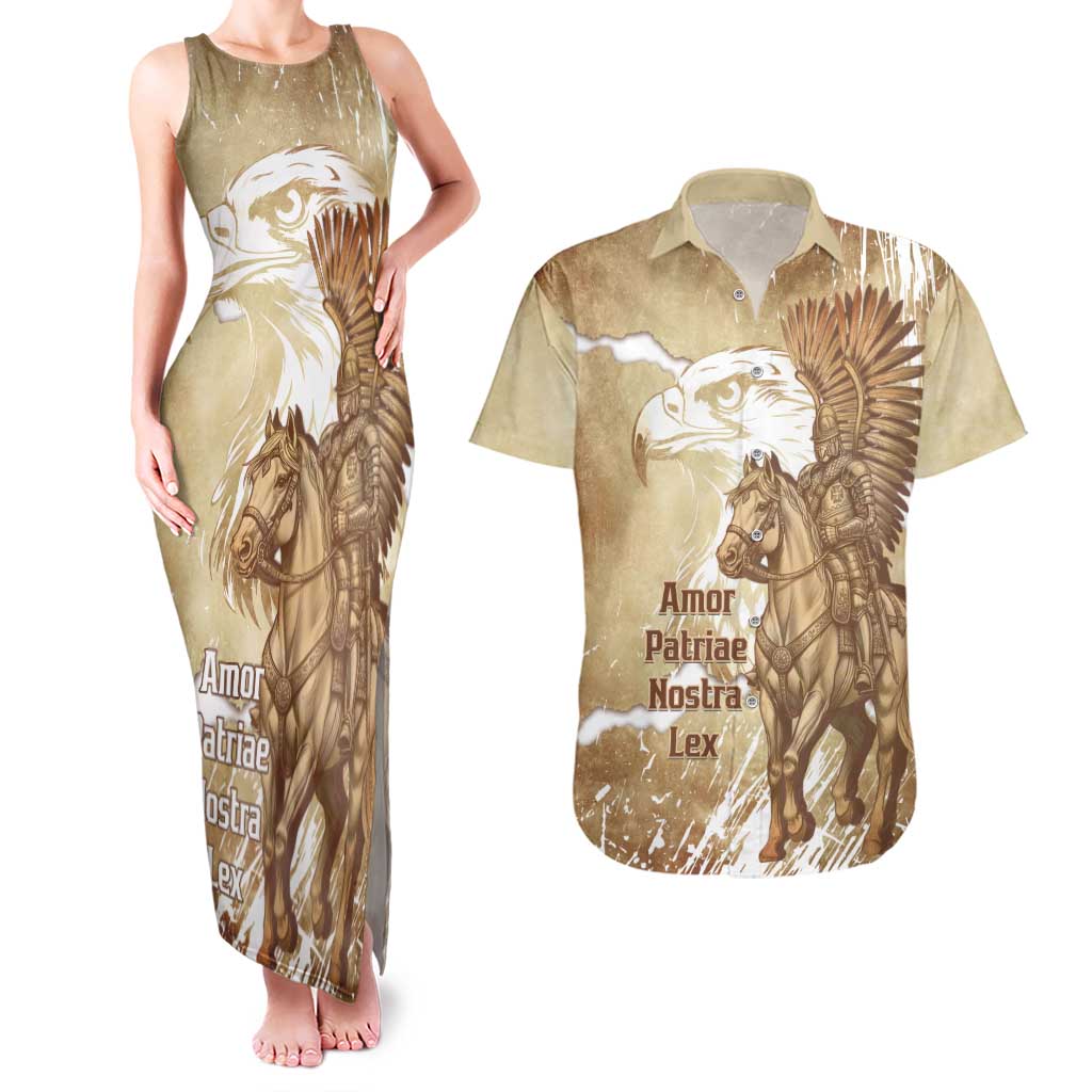 Winged Hussars Poland Couples Matching Tank Maxi Dress and Hawaiian Shirt Amor Patriae Nostra Lex Polska Eagle