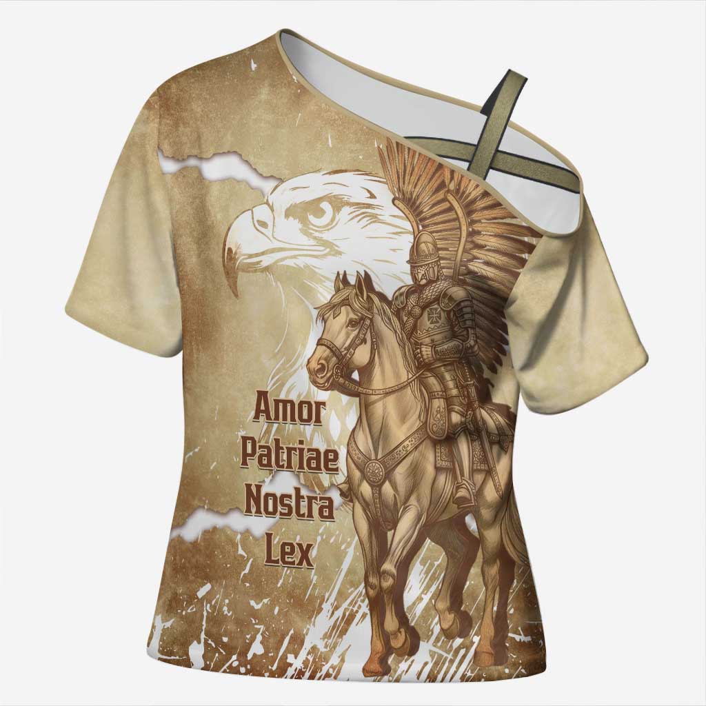 Winged Hussars Poland Cross Shoulder Shirt Amor Patriae Nostra Lex Polska Eagle