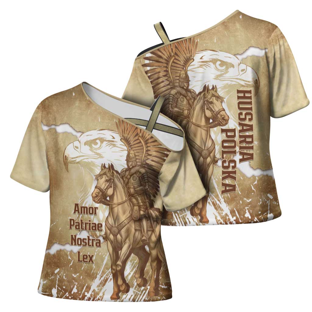 Winged Hussars Poland Cross Shoulder Shirt Amor Patriae Nostra Lex Polska Eagle