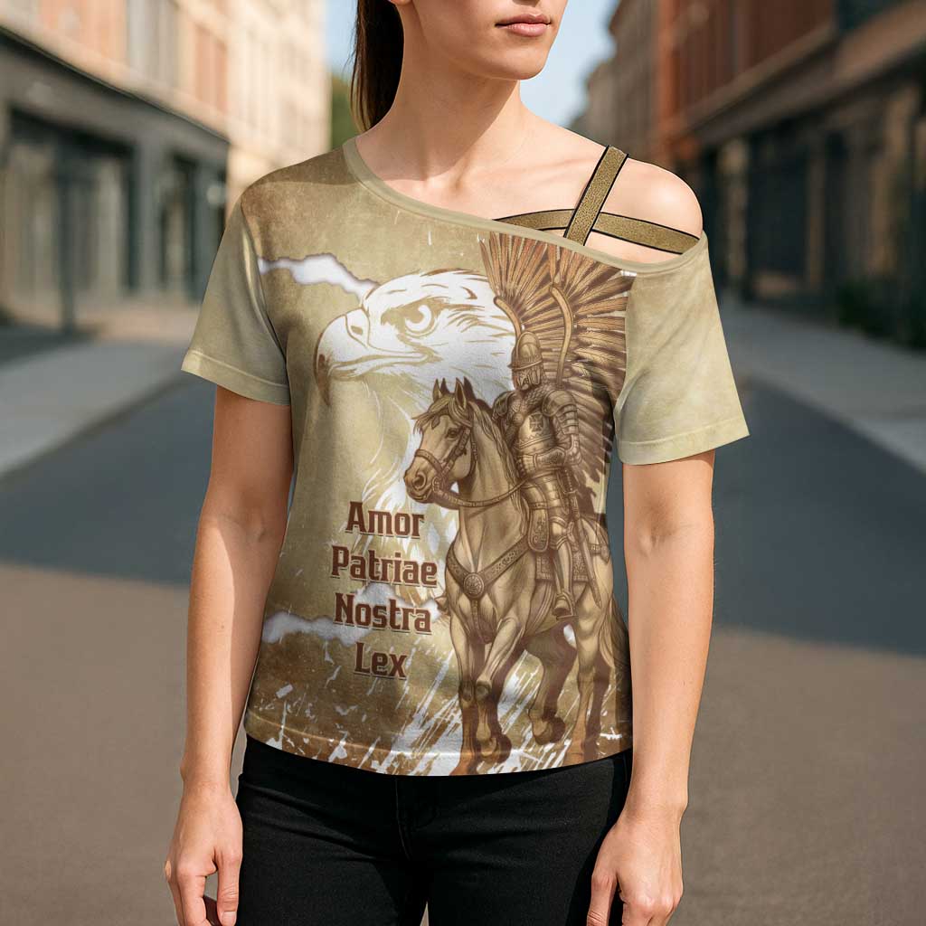 Winged Hussars Poland Cross Shoulder Shirt Amor Patriae Nostra Lex Polska Eagle