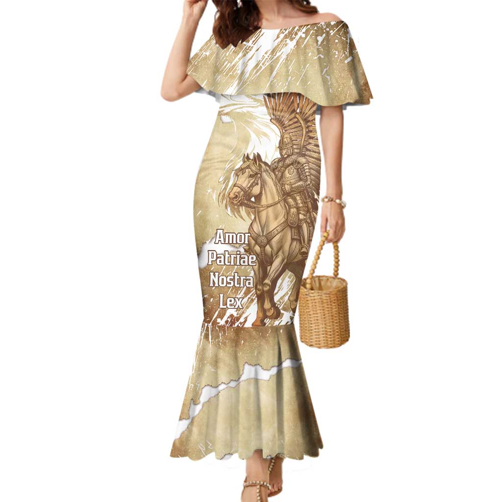 Winged Hussars Poland Family Matching Mermaid Dress and Hawaiian Shirt Amor Patriae Nostra Lex Polska Eagle