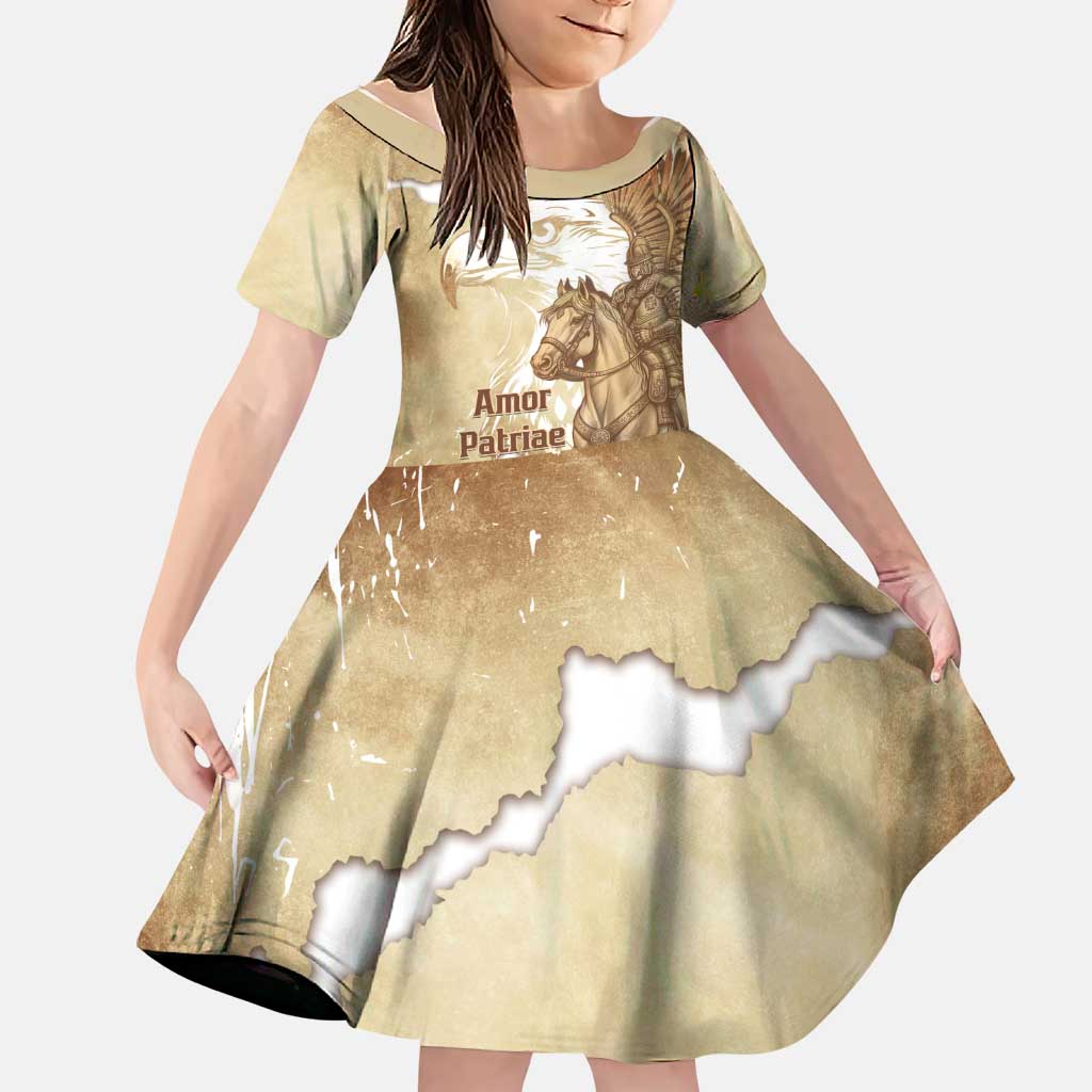 Winged Hussars Poland Family Matching Off Shoulder Short Dress and Hawaiian Shirt Amor Patriae Nostra Lex Polska Eagle