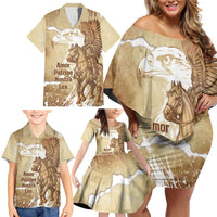 Winged Hussars Poland Family Matching Off Shoulder Short Dress and Hawaiian Shirt Amor Patriae Nostra Lex Polska Eagle