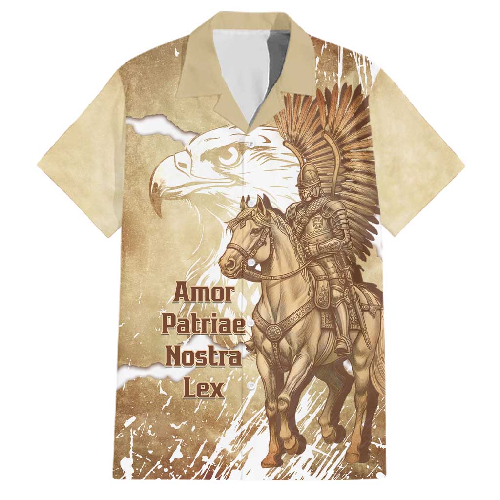 Winged Hussars Poland Family Matching Off Shoulder Short Dress and Hawaiian Shirt Amor Patriae Nostra Lex Polska Eagle