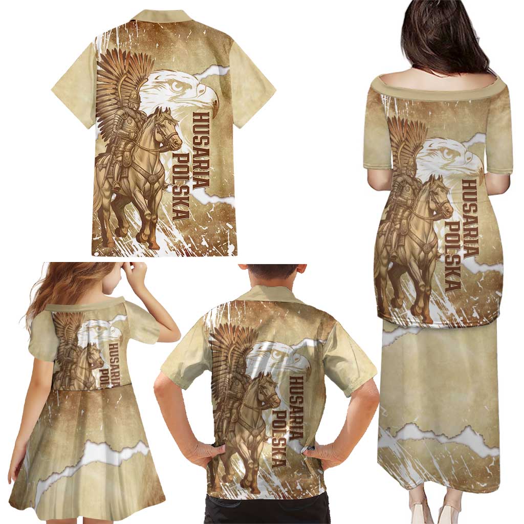 Winged Hussars Poland Family Matching Puletasi and Hawaiian Shirt Amor Patriae Nostra Lex Polska Eagle