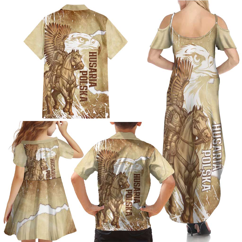Winged Hussars Poland Family Matching Summer Maxi Dress and Hawaiian Shirt Amor Patriae Nostra Lex Polska Eagle