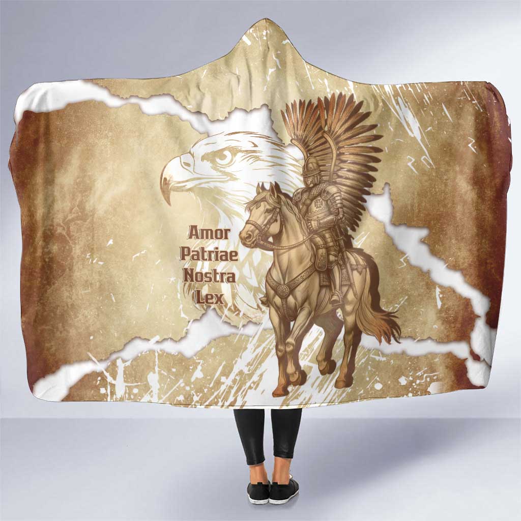 Winged Hussars Poland Hooded Blanket Amor Patriae Nostra Lex Polska Eagle