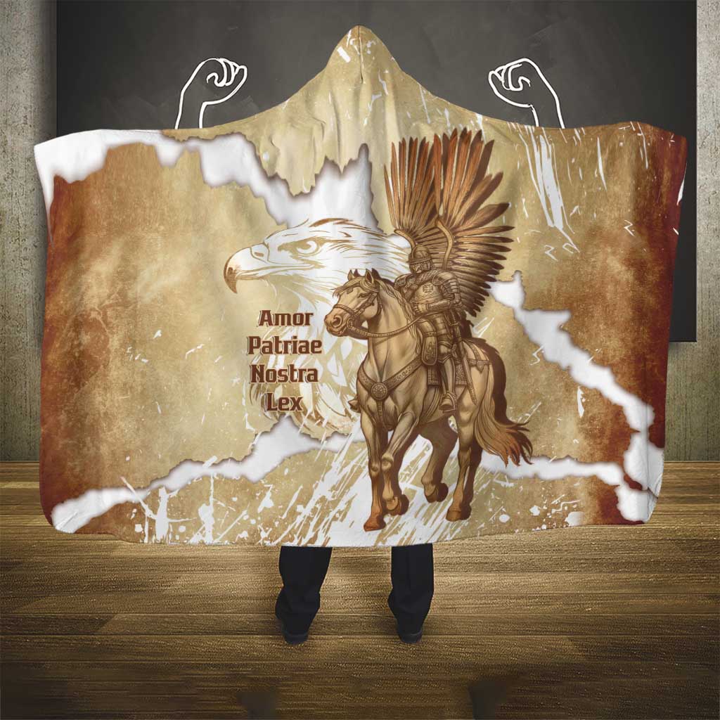 Winged Hussars Poland Hooded Blanket Amor Patriae Nostra Lex Polska Eagle
