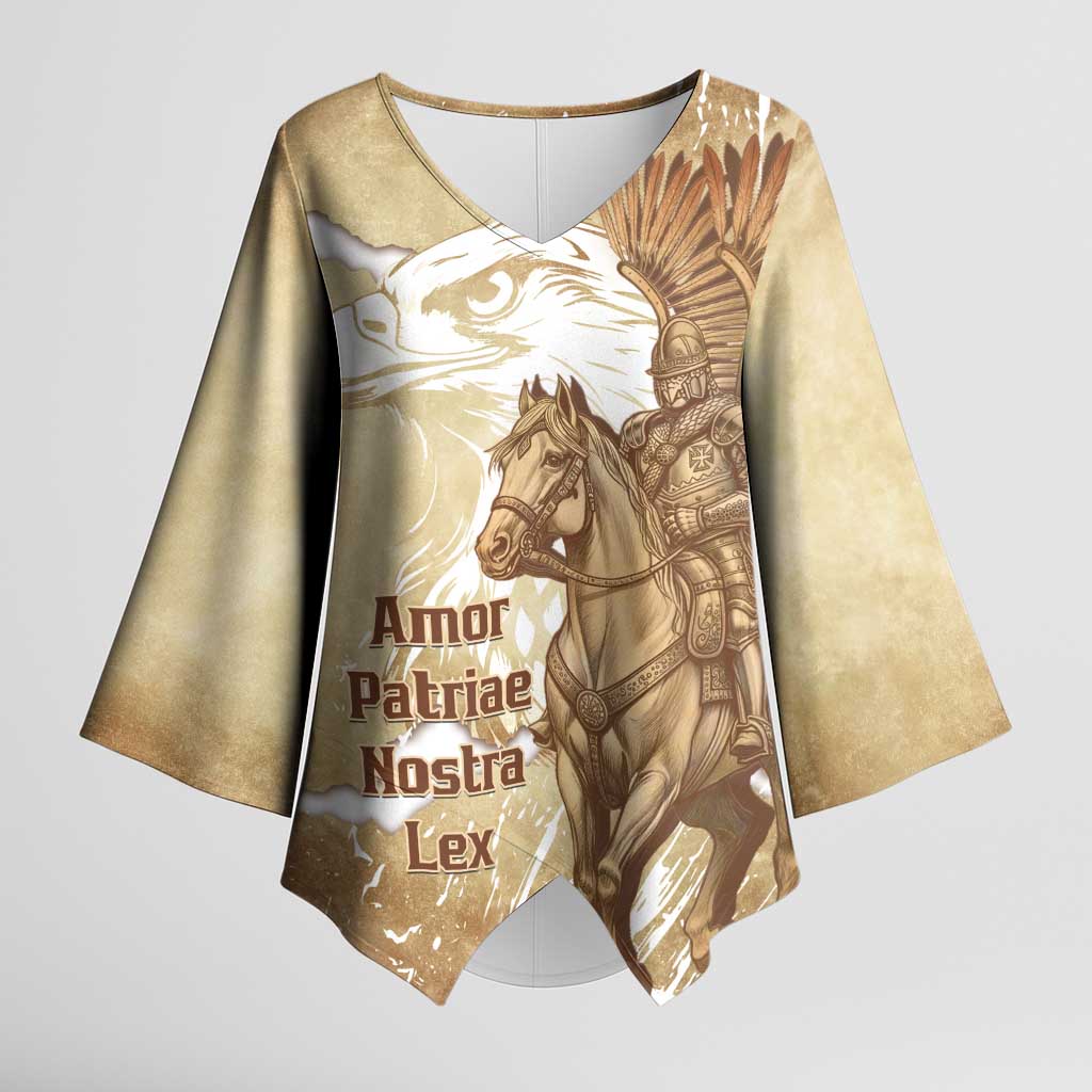 Winged Hussars Poland Kimono Sleeve Blouse Amor Patriae Nostra Lex Polska Eagle