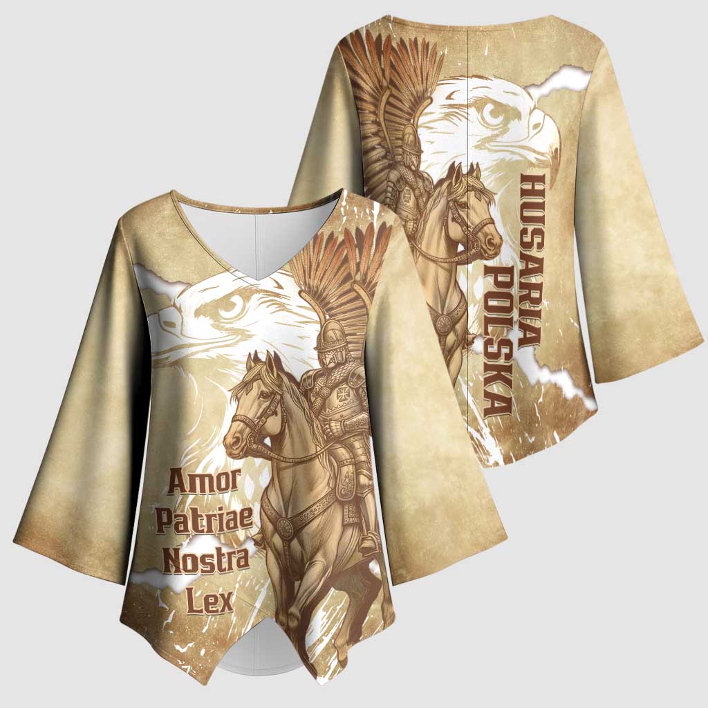Winged Hussars Poland Kimono Sleeve Blouse Amor Patriae Nostra Lex Polska Eagle