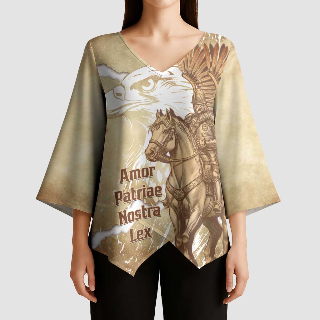 Winged Hussars Poland Kimono Sleeve Blouse Amor Patriae Nostra Lex Polska Eagle