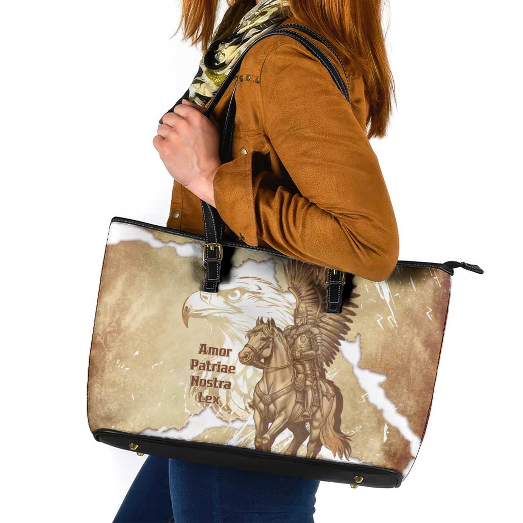 Winged Hussars Poland Leather Tote Bag Amor Patriae Nostra Lex Polska Eagle