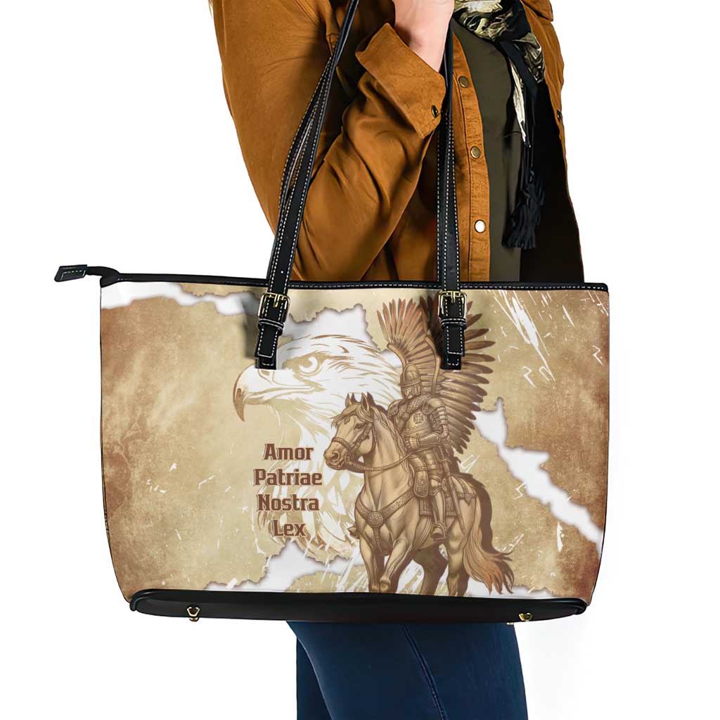 Winged Hussars Poland Leather Tote Bag Amor Patriae Nostra Lex Polska Eagle
