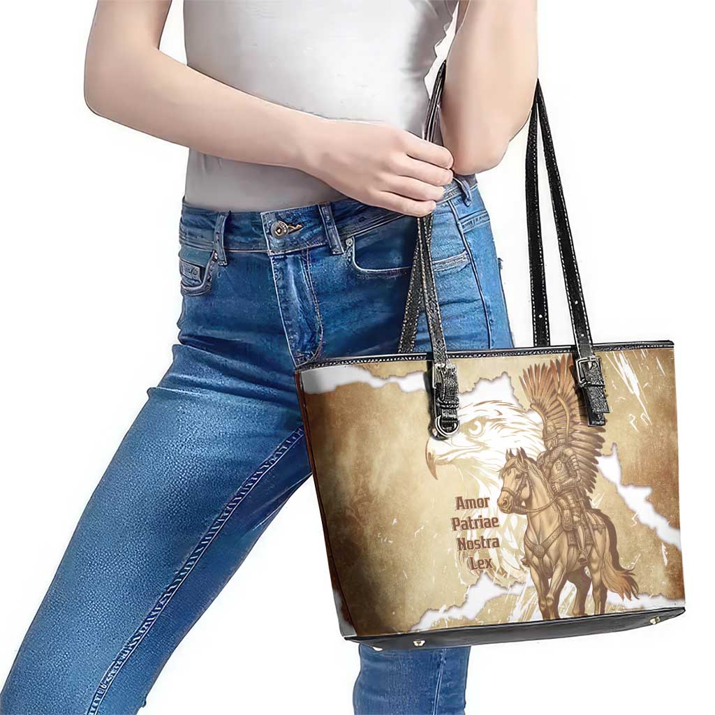 Winged Hussars Poland Leather Tote Bag Amor Patriae Nostra Lex Polska Eagle