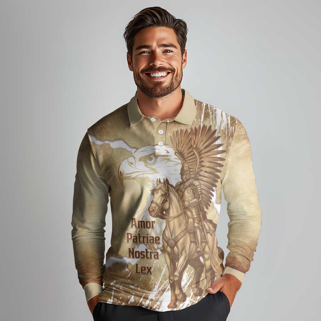 Winged Hussars Poland Long Sleeve Polo Shirt Amor Patriae Nostra Lex Polska Eagle