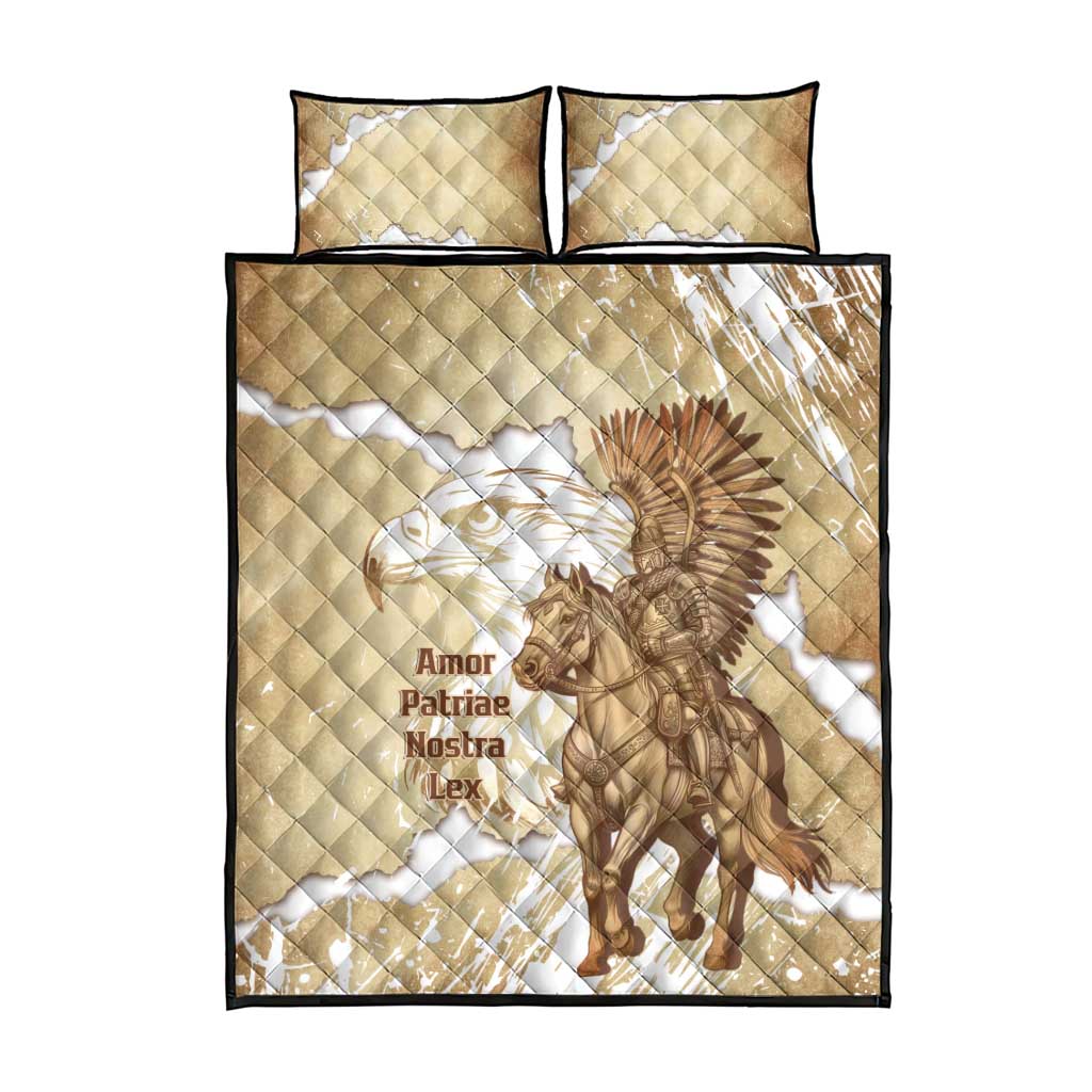 Winged Hussars Poland Quilt Bed Set Amor Patriae Nostra Lex Polska Eagle