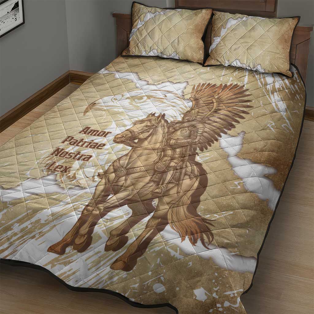 Winged Hussars Poland Quilt Bed Set Amor Patriae Nostra Lex Polska Eagle