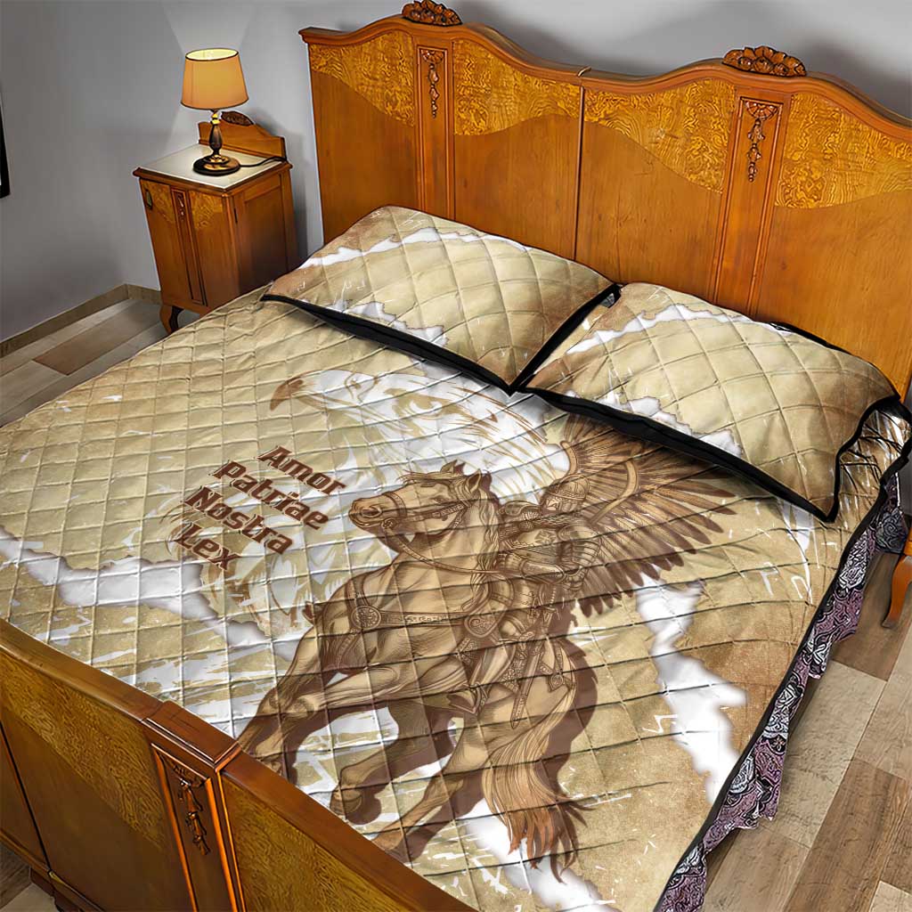Winged Hussars Poland Quilt Bed Set Amor Patriae Nostra Lex Polska Eagle