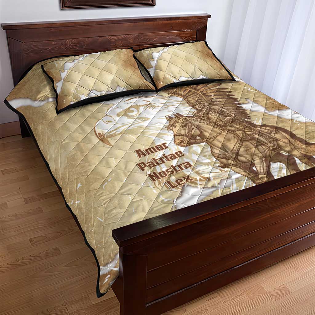 Winged Hussars Poland Quilt Bed Set Amor Patriae Nostra Lex Polska Eagle