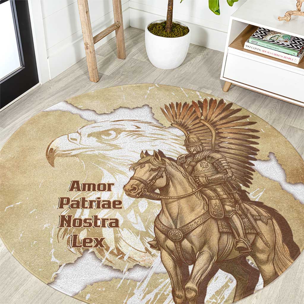 Winged Hussars Poland Round Carpet Amor Patriae Nostra Lex Polska Eagle