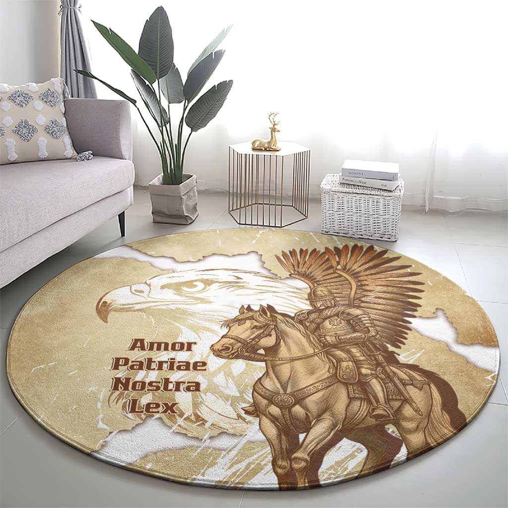 Winged Hussars Poland Round Carpet Amor Patriae Nostra Lex Polska Eagle