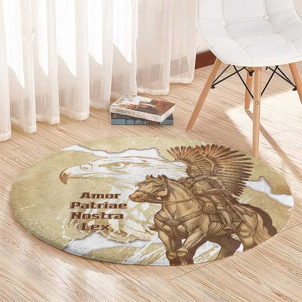 Winged Hussars Poland Round Carpet Amor Patriae Nostra Lex Polska Eagle